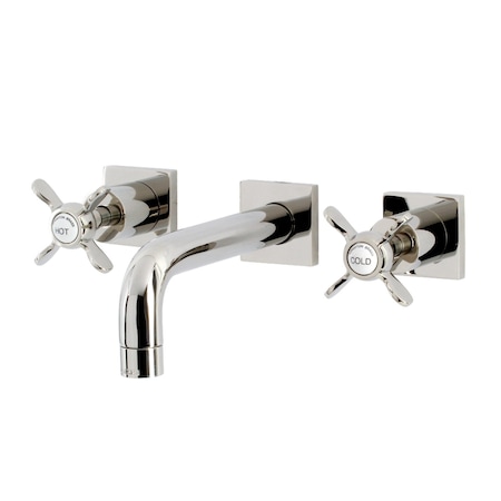 Kingston Brass KS6126BEX Two-Handle Wall Mount Bathroom Faucet, Polished Nickel KS6126BEX